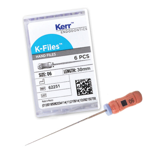 Kerr Dental 62251 SybronEndo Endodontic K-Files 30mm #06 Pink 6/Bx