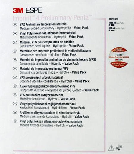 3M ESPE 71521 Imprint 4 Preliminary Penta VPS Base & Catalyst Double Pack 2/Pk