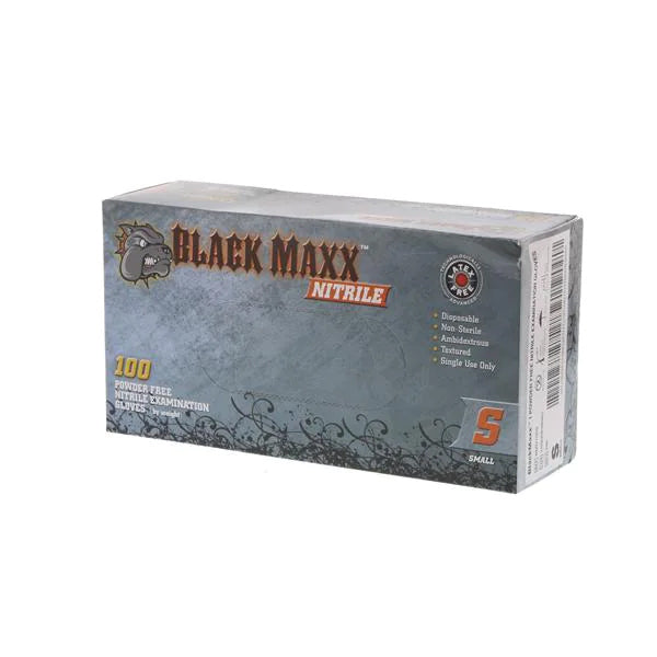 Dash Medical BMN100S Black Maxx Nitrile Exam Gloves Powder Free Small 100/Bx