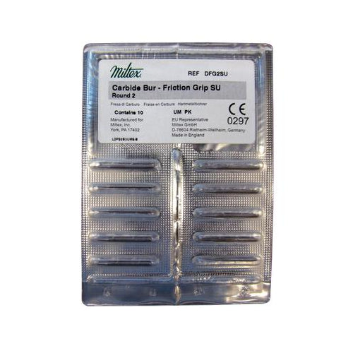 Miltex Integra DFG2SU FG Friction Grip #2 SL Surgical Length Round Carbide Burs 10/Pk