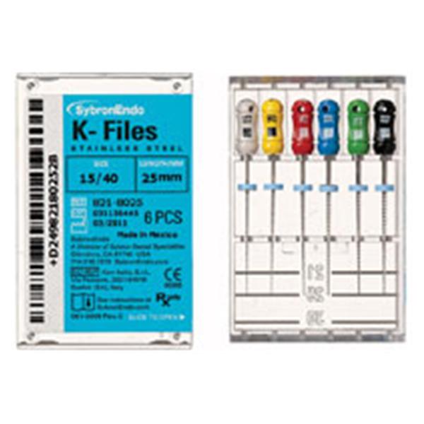 Kerr Dental 821-8125 SybronEndo K-Files Stainless Steel 25mm #45-80 Assorted 6/Bx