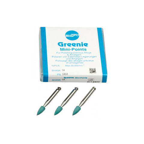 Shofu Dental 0404 Greenie CA Contra Angle Mini Point Polishers 12/Bx