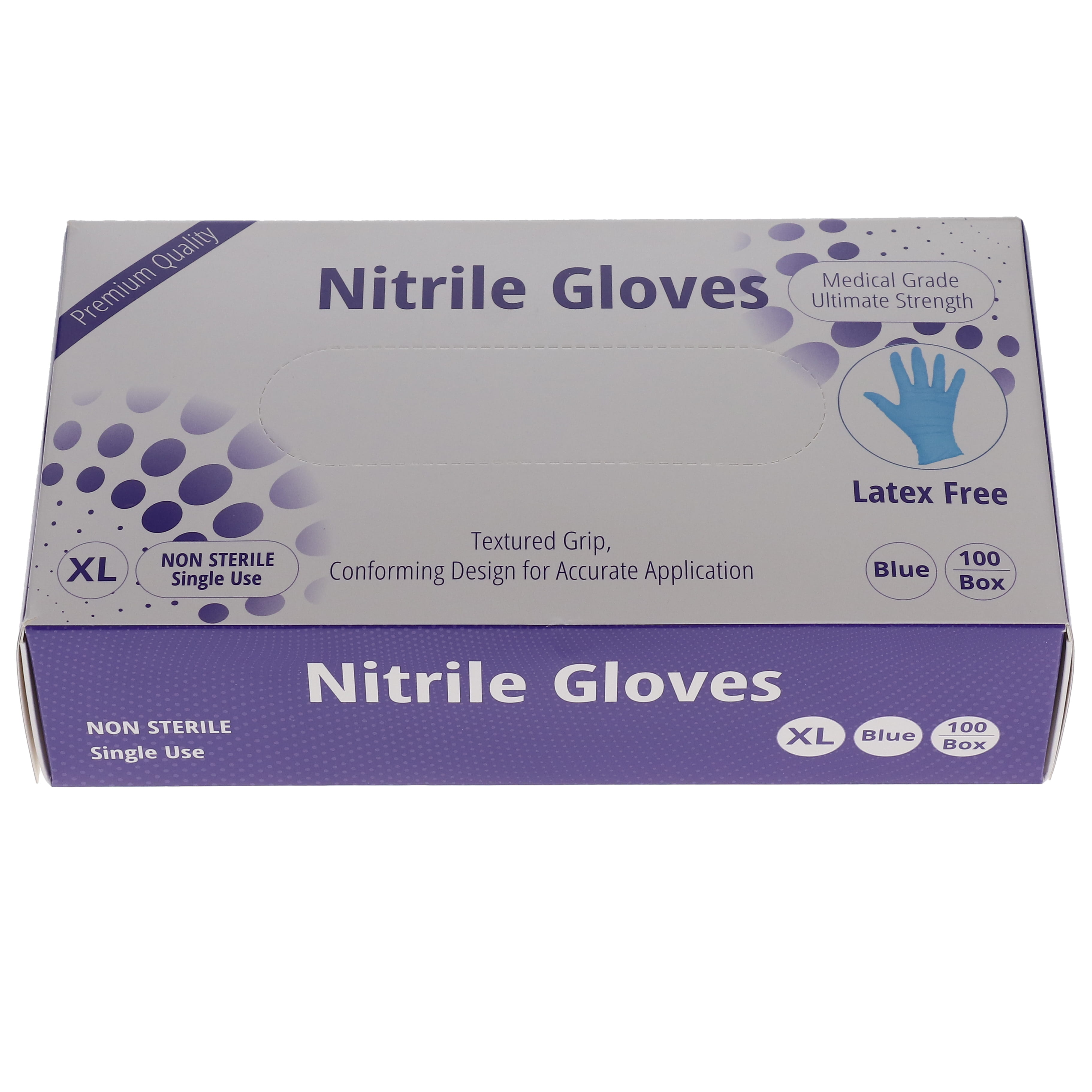 House Brand Dentistry 119134 Nitrile Exam Gloves Powder Free Textured Blue 100/Bx Extra Large