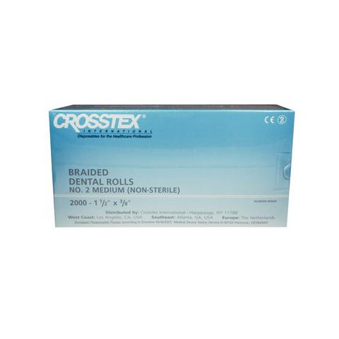 Crosstex DNCB Braided Cotton Dental Rolls #2 Medium Non-Sterile 2000/Pk