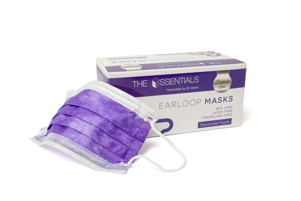 House Brand ELMP-P Earloop Premium Level 2 Face Masks 3-Ply 50/Bx Passionate Purple