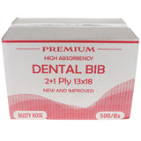 House Brand Dentistry 109213 Dental Patient Bibs 2+1 Ply 13" X 18" 500/Bx Dusty Rose