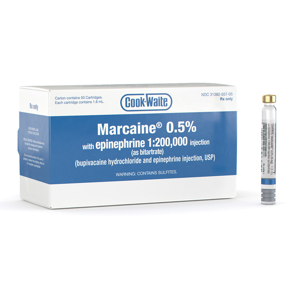 Septodont 1852557 Marcaine 0.5% w/EPI 1:200 50/Bx EXP Jul 2026