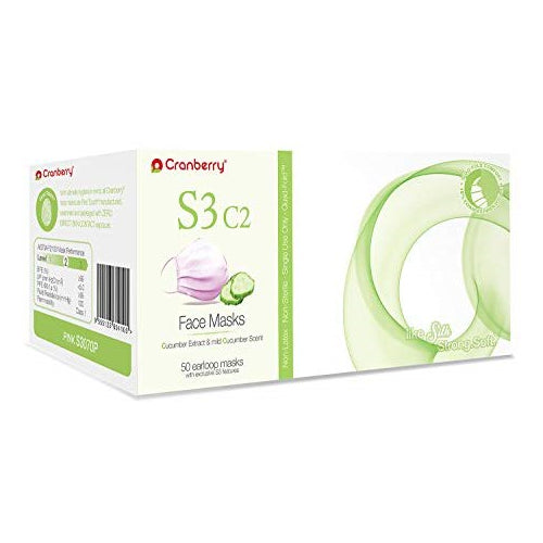 Cranberry S3070P Cranberry S3 C2 Earloop Face Masks Pink Cucumber Scent 50/Bx