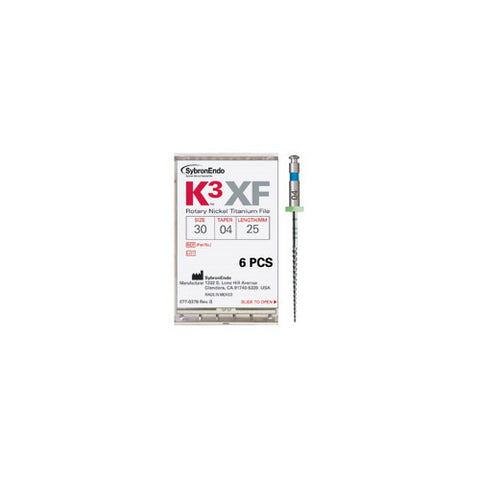 Kerr Dental 823-8255 SybronEndo K3 XF NiTi Rotary Files #25 25 mm 0.08 Taper 6/Pk