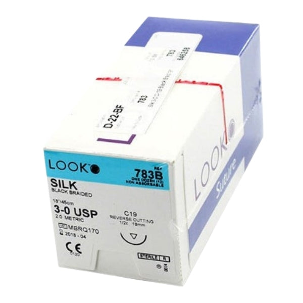 Look X783B Silk Black Sutures 3-0 18