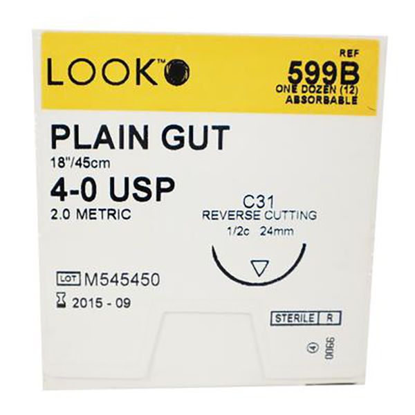 Look X599B Plain Gut Absorbable Sutures 4-0 18