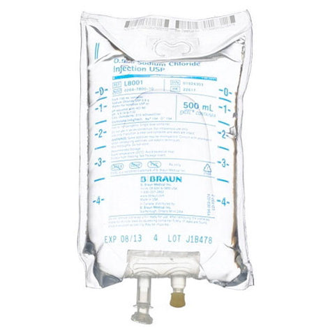 B Braun L8001 0.9% Sodium Chloride Solution Injection Plastic Bag 500 mL
