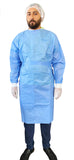 House Brand 910781 Level 1 Medical Hospital Isolation Gown Splash Resistant Cuffed Blue