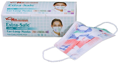ValuMax 5330E-PGO Extra-Safe Earloop Face Masks Multicolor 50/Box