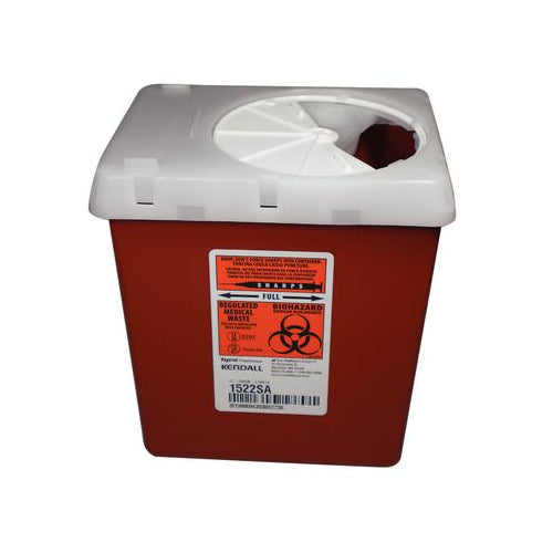 Kendall Healthcare 1522SA Phlebotomy Sharps Container 2.2 Quart Red