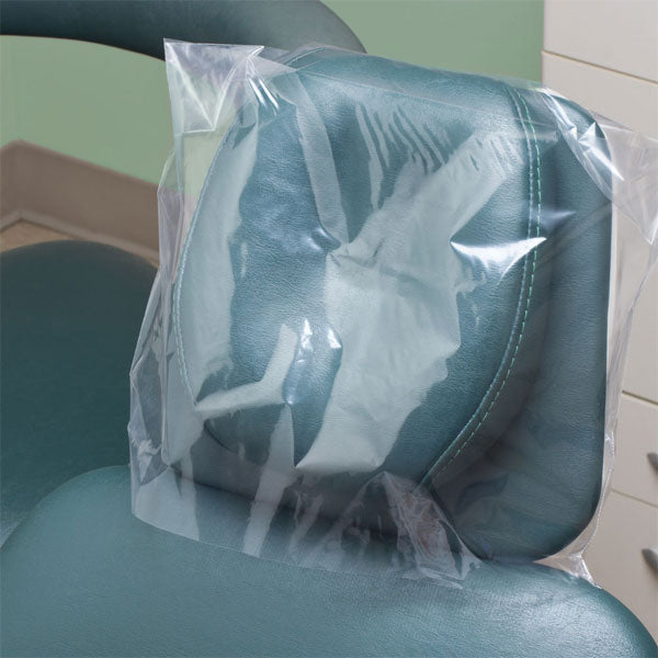 Plasdent PS650 Dental Chair Headrest Covers Clear Plastic Pleated 11" x 9.5" 250/Bx