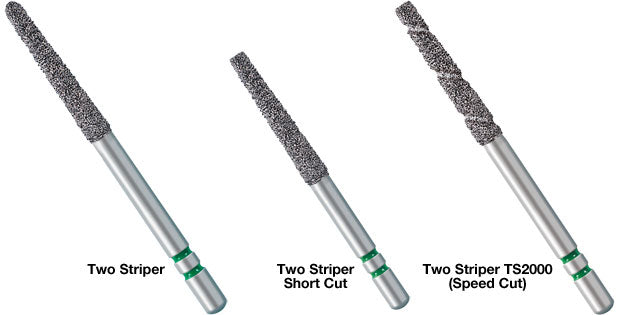 Premier Dental 2015901 Two Striper ShortCut Friction Grip FG #260.8CS Coarse Short Shank Flame Diamond Burs 5/Pk