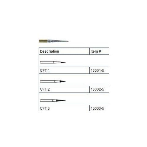 SS White 16003-5 Friction Grip FG #CFT3 Shank Trimming & Finishing 12 Blade Short Carbide Burs 5/Pk