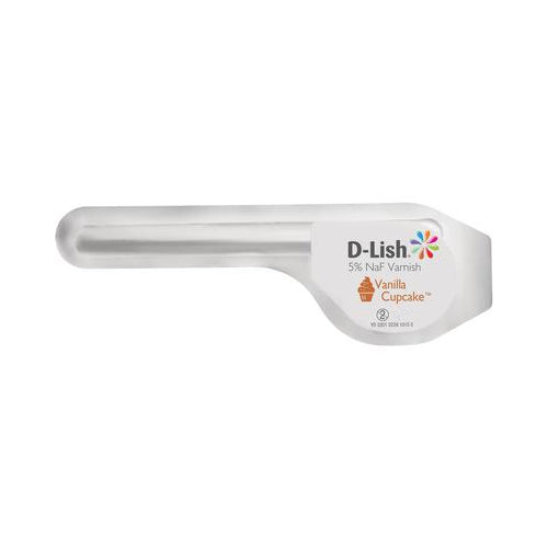 Young Dental 214450 D-Lish 5% Sodium Fluoride Varnish Vanilla Cake 50/Bx EXP Aug 2023