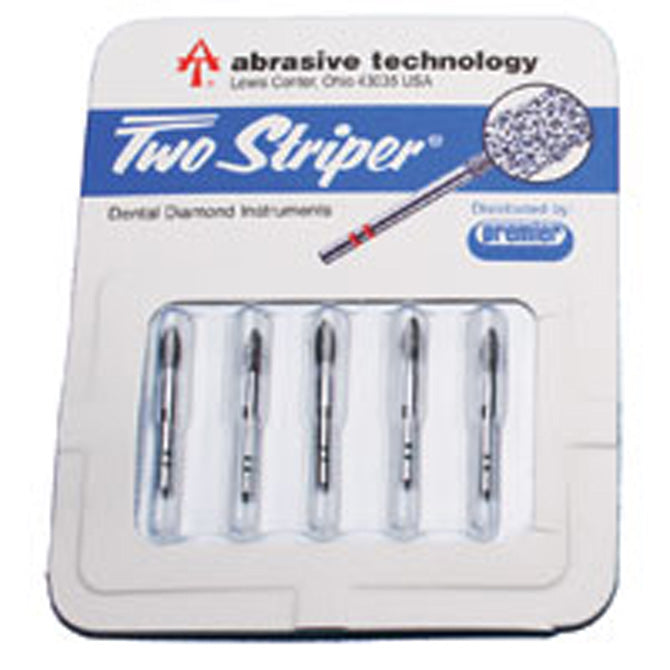 Premier Dental 2015339 Two Striper Friction Grip FG #701.7C Coarse Flat End Taper Diamond Burs 5/Pk