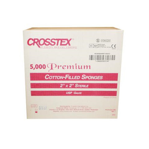 Crosstex International ESCC Gauze Cotton Filled Sterile 2" x 2" 8-Ply 5000/Cs