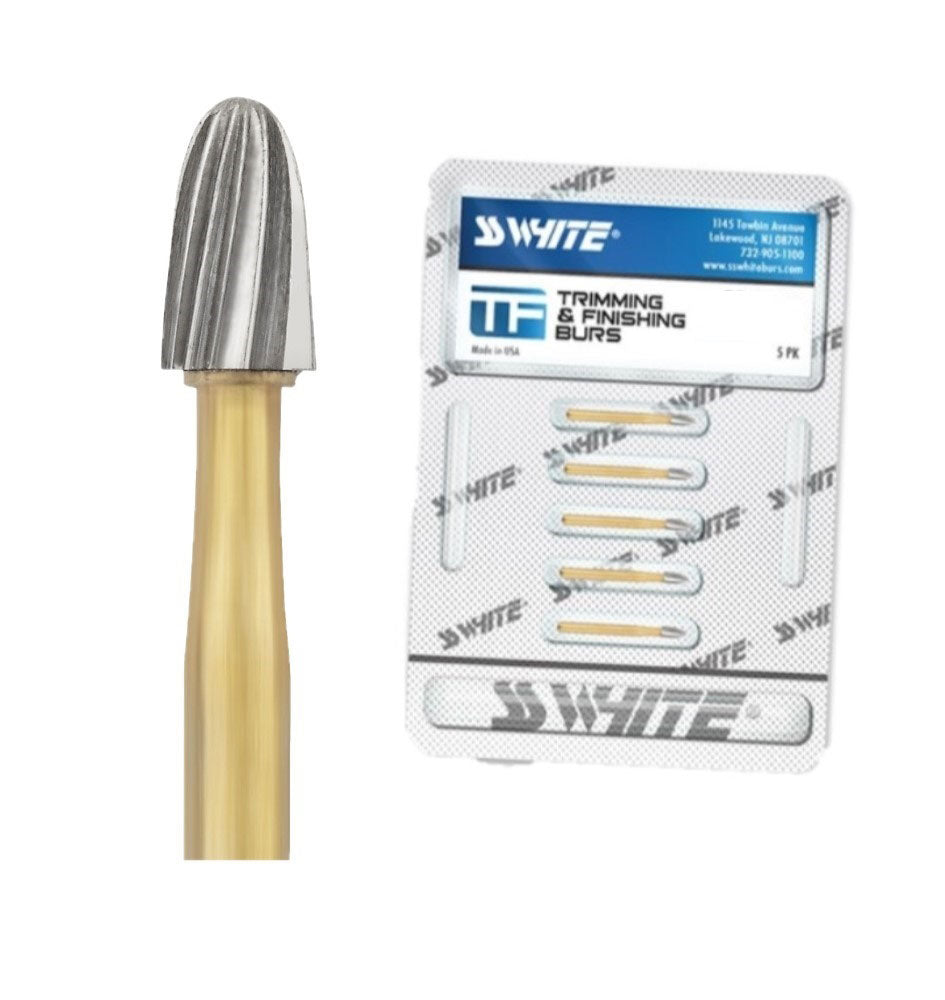 SS White 15408-5 Friction Grip FG #7408 Trimming & Finishing 12 Blade Egg Shaped Carbide Burs 5/Pk