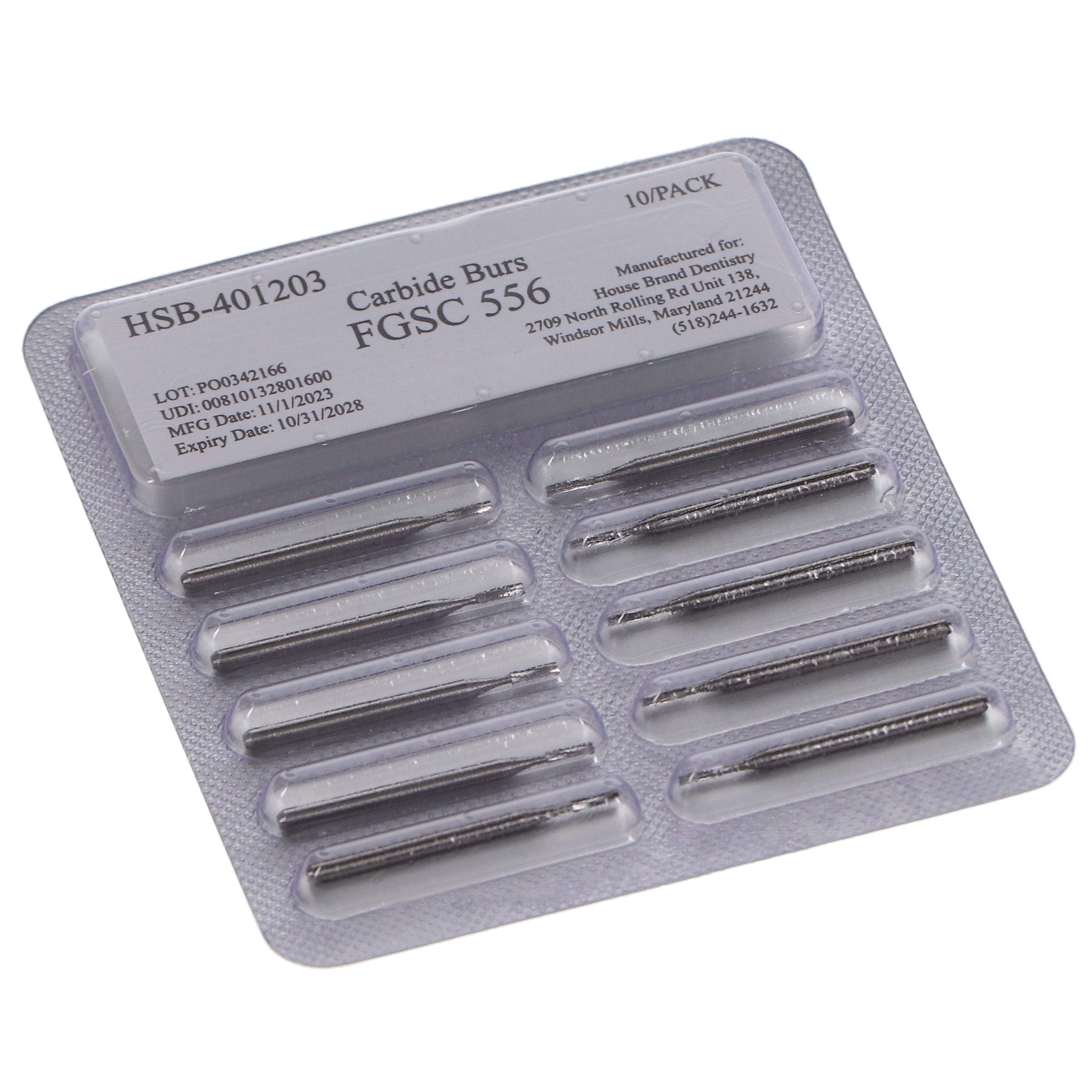 House Brand Dentistry 401203 HSB FG #556 Flat End Fissure Crosscut Surgical Carbide Burs 100/Pk