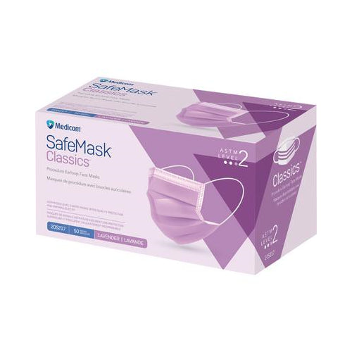 Medicom 205217 SafeMask Classics Earloop Face Masks ASTM Level 2 Lavender 50/Box