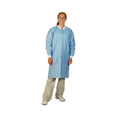 ValuMax 3660MBL Extra-Safe Knee Length Lab Coats Medical Blue Large 10/Pk