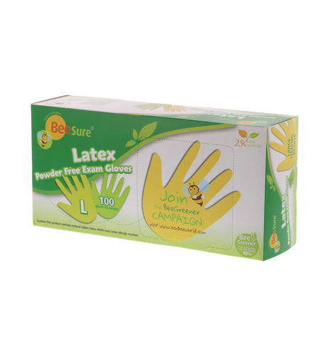 Cranberry 2818 BeeSure Latex Exam Gloves Powder Free Large 100/Bx