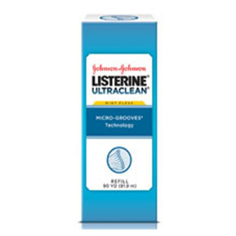 Johnson & Johnson 44032 Listerine UltraClean Dental Floss Mint Unwaxed Teflon 90yd 1/Pk