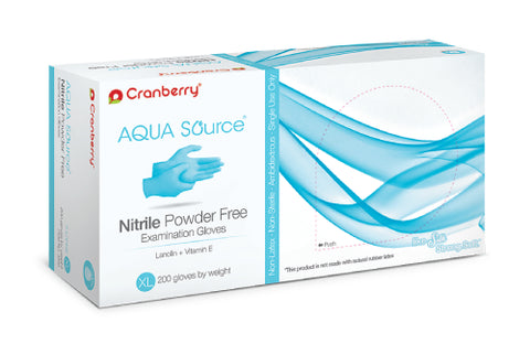 Cranberry 3449 Aqua Source Nitrile Examination Gloves Powder Free Extra Large 200/Bx