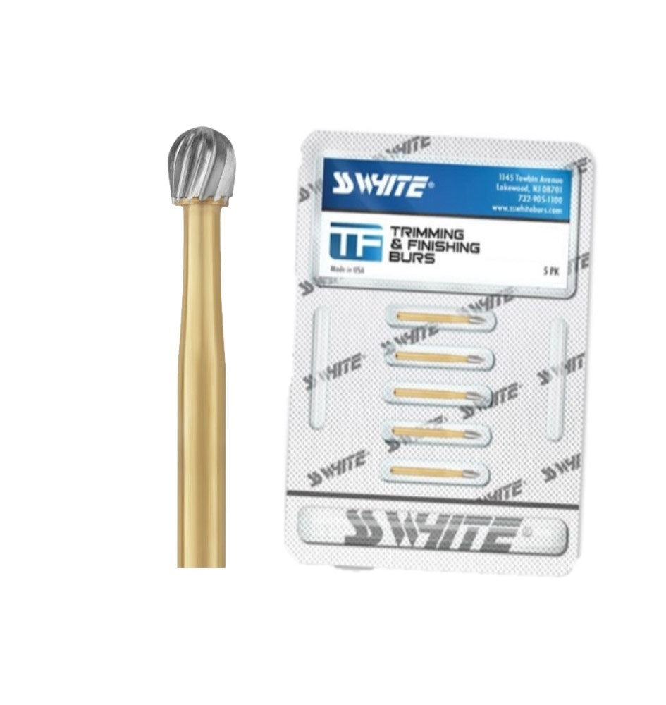 SS White 15090-5 FG Friction Grip 7008 Round 12 Blade Trimming & Finishing Carbide Burs 5/Pk