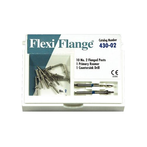 Essential Dental Systems 430-02 Flexi-Flange Stainless Steel Posts #2 Blue 10/Pk