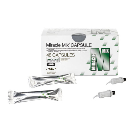 GC 452100 Miracle Mix Radiopaque Silvery Alloy Glass Ionomer Restorative Capsules 48/Pk EXP March 2024