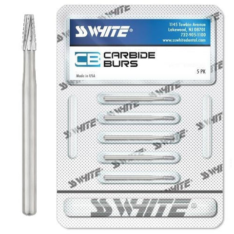 SS White 14072-5 FG Friction Grip #702 Surgical Length Taper Fissure Crosscut Carbide Burs 5/Pk