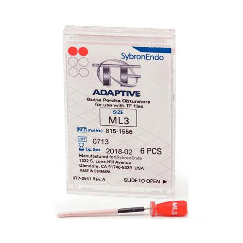 Kerr Dental 815-1556 SybronEndo TF Adaptive Gutta Percha Obturators ML3 Red 6/Pk