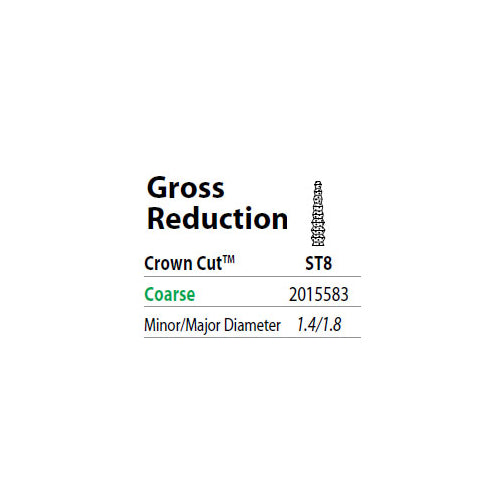 Premier Dental 2015583 Two Striper FG Friction Grip #ST8 Gross Reduction Coarse Diamond Burs 5/Pk