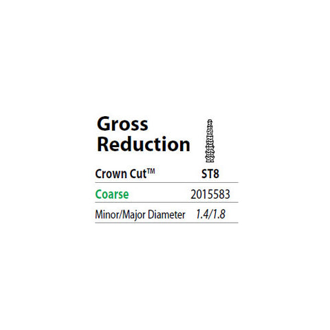 Premier Dental 2015583 Two Striper FG Friction Grip #ST8 Gross Reduction Coarse Diamond Burs 5/Pk