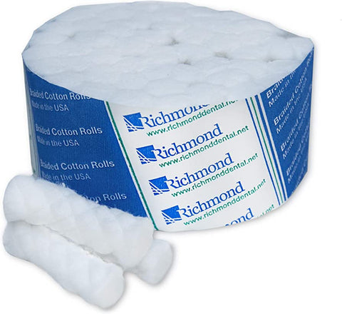 Richmond Dental 201210 Cotton Rolls Braided 1.5" x 5/16" Small Non-Sterile 2000/Bx