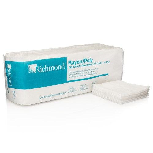 Richmond Dental 300636 Rayon/Poly Sponges Non-Woven Non-Sterile 4" X 4" 4-Ply 2000/Pk