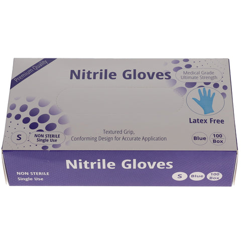House Brand Dentistry 119131 Nitrile Exam Gloves Powder Free Textured Blue 100/Bx Small