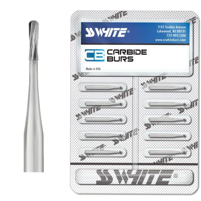 SS White 15054 FG Friction Grip #256 Flat End Taper Carbide Burs 10/Pk