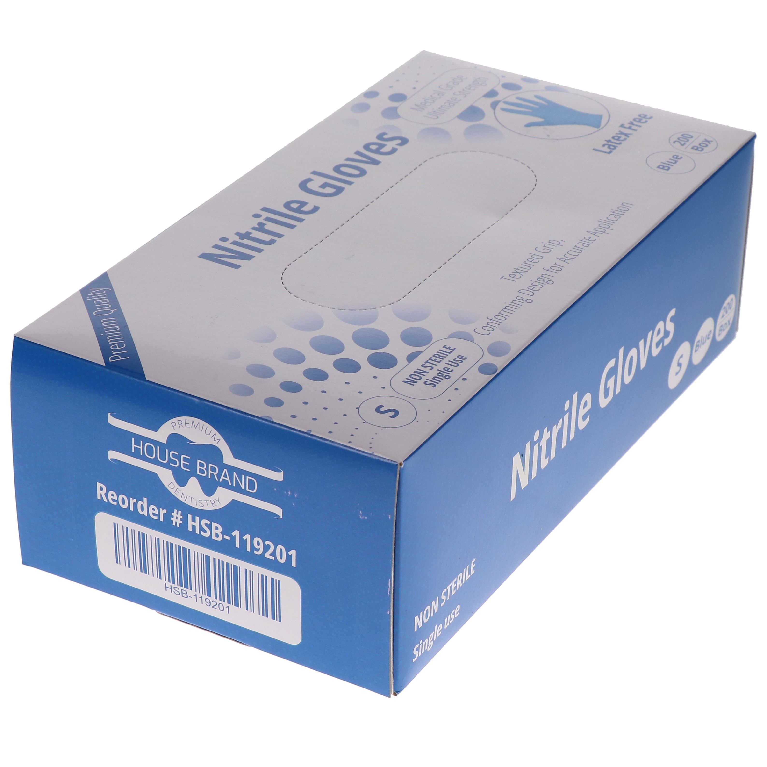 House Brand Dentistry 119201 Nitrile Exam Gloves Small Latex Free 200/Bx