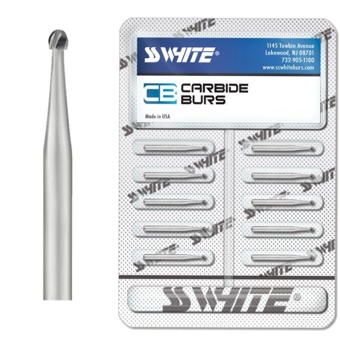 SS White 13804 Right Angle RA #4 Round Carbide Burs Slow Speed Latch 100/Pk