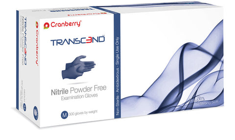 Cranberry 3367 Transcend Nitrilie Examination Gloves Powder Free Medium 300/Bx