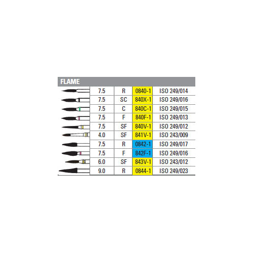 Shofu Dental 841V-1 Robot FG Friction Grip #841 Super Fine Grit Flame Shaped Diamond Bur