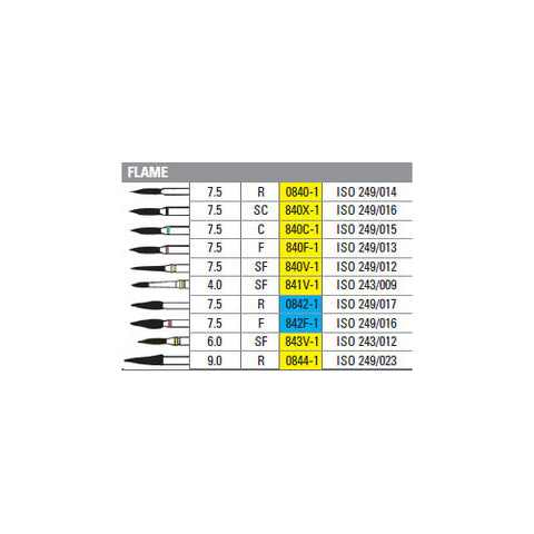 Shofu Dental 841V-1 Robot FG Friction Grip #841 Super Fine Grit Flame Shaped Diamond Bur