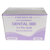House Brand Dentistry 109212 Dental Patient Bibs 2+1 Ply 13" X 18" Lavender 500/Bx