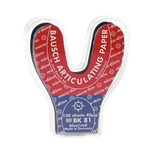 Bausch BK81 Arti-Check Articulating Paper Strips Horseshoe Blue/Red .0016" 150/Pk